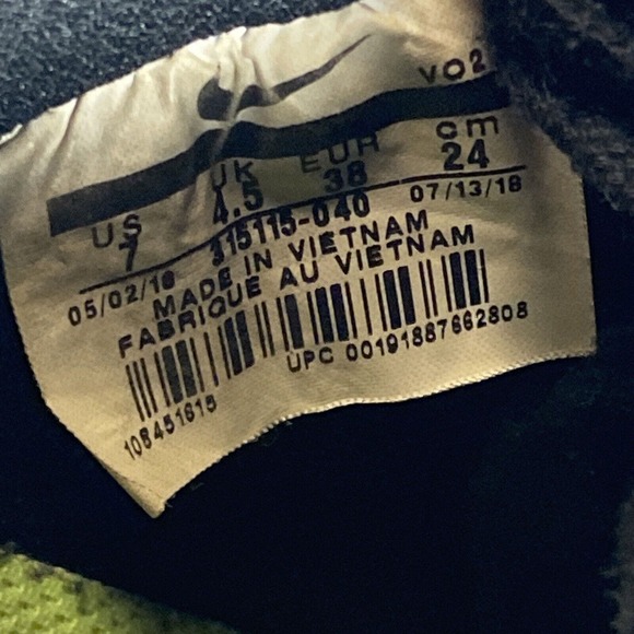 Nike Air Force 1 Low '07 Black Volt 315115-040 Black Mint Green Sz 7 - Picture 5 of 8